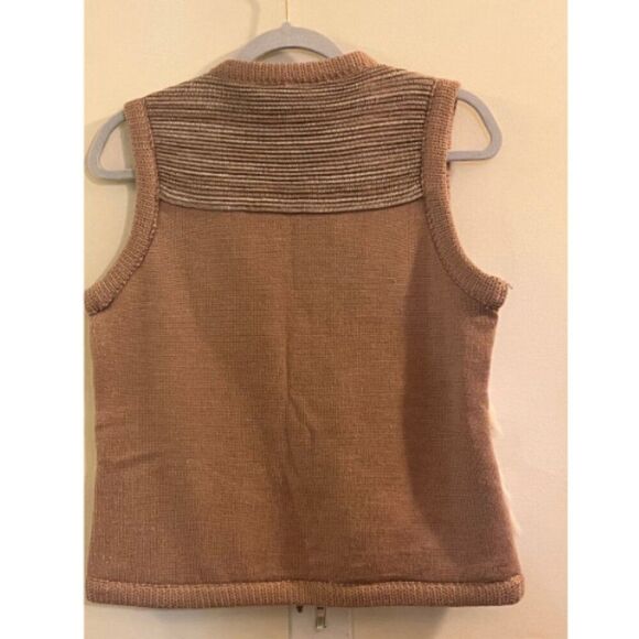 BCBGirls Vest Women Brown Rabbit Fur Wool Bow Tie Open Sleeveless - Picture 7 of 12